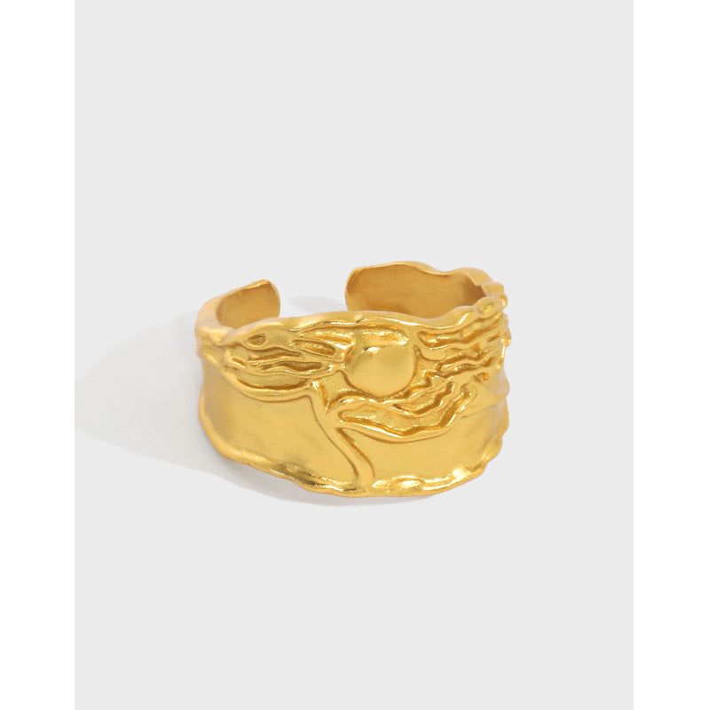 Lovcia Gold Plated 925 Sterling Silver Adjustable Ring-Rings-Yellow Gold-Yellow Gold