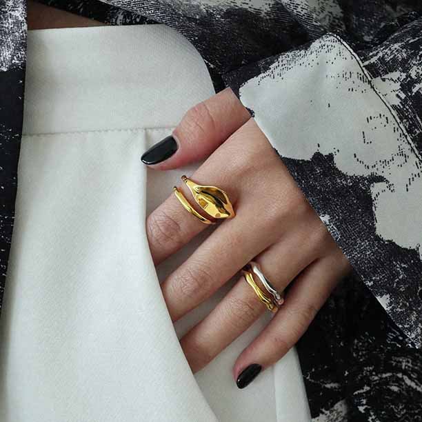Lovcia Gold Plated 925 Sterling Silver Adjustable Ring-Rings-Yellow Gold-Yellow Gold