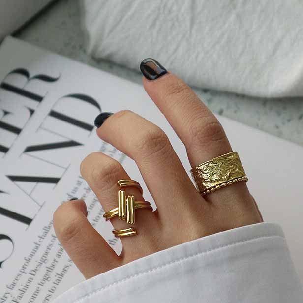 Lovcia Gold Plated 925 Sterling Silver Adjustable Ring-Rings-Yellow Gold-