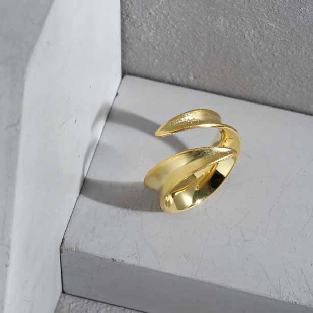 Lovcia Gold Plated 925 Sterling Silver Adjustable Ring-Rings-Yellow Gold-Yellow Gold