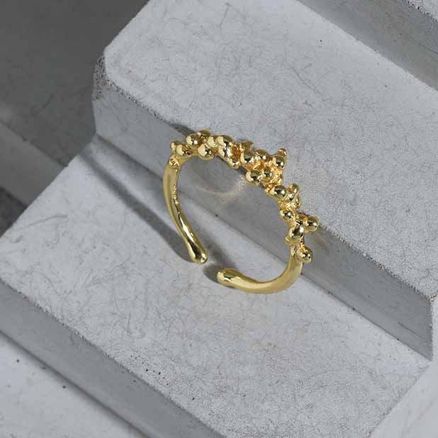 Lovcia Gold Plated 925 Sterling Silver Adjustable Ring-Rings-Yellow Gold-Yellow Gold