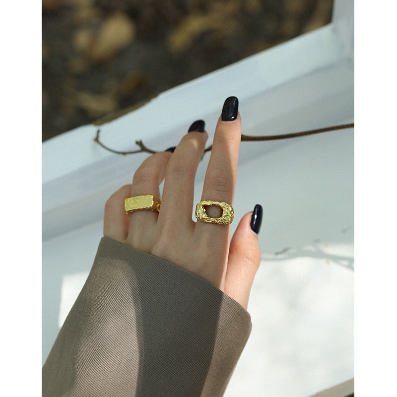 Lovcia Gold Plated 925 Sterling Silver Adjustable Ring-Rings-Yellow Gold-Yellow Gold