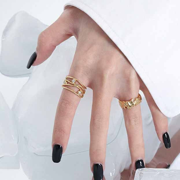 Lovcia Gold Plated 925 Sterling Silver Adjustable Ring-Rings-Yellow Gold-Yellow Gold