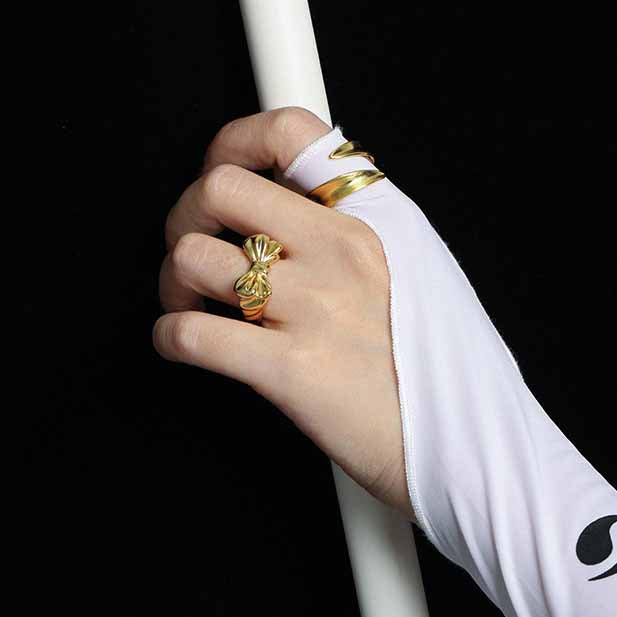 Lovcia Gold Plated 925 Sterling Silver Adjustable Ring-Rings-Yellow Gold-Yellow Gold