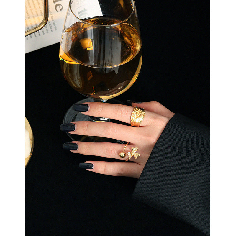 Lovcia Gold Plated 925 Sterling Silver Adjustable Ring-Rings-Yellow Gold-Yellow Gold