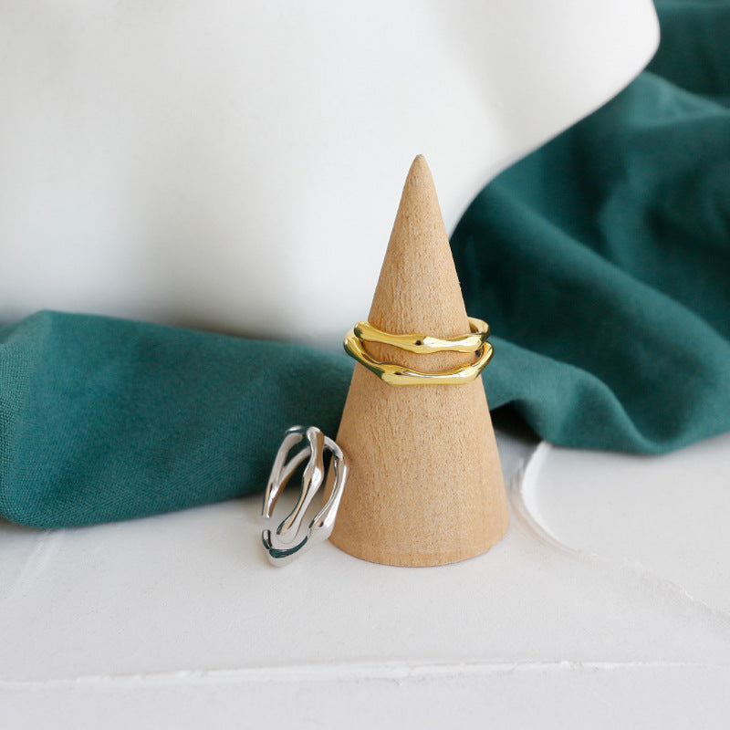 Lovcia Gold Plated 925 Sterling Silver Adjustable Tail Ring-Rings-Yellow Gold-Yellow Gold