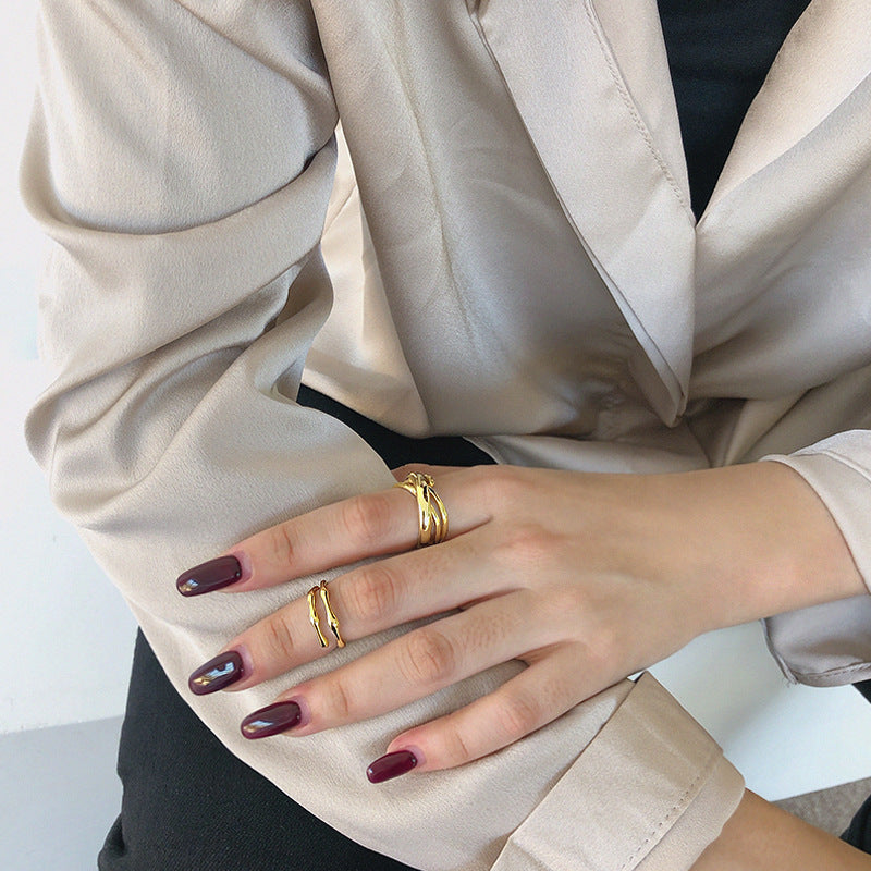 Lovcia Gold Plated 925 Sterling Silver Adjustable Tail Ring-Rings-Yellow Gold-Yellow Gold