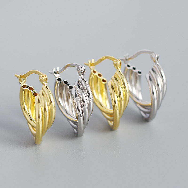 Lovcia Gold Plated 925 Sterling Silver Cross Hoop Earrings-Earrings-Yellow Gold-Yellow Gold