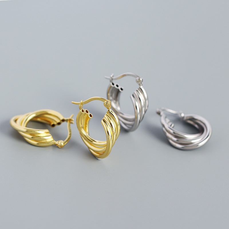 Lovcia Gold Plated 925 Sterling Silver Cross Hoop Earrings-Earrings-Yellow Gold-Yellow Gold