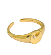 Lovcia Gold Plated 925 Sterling Silver CZ Adjustable Ring-Rings-Ku411 & Yellow Gold-Ku411 & Yellow Gold