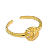 Lovcia Gold Plated 925 Sterling Silver CZ Adjustable Ring-Rings-Ku412 & Yellow Gold-Ku412 & Yellow Gold