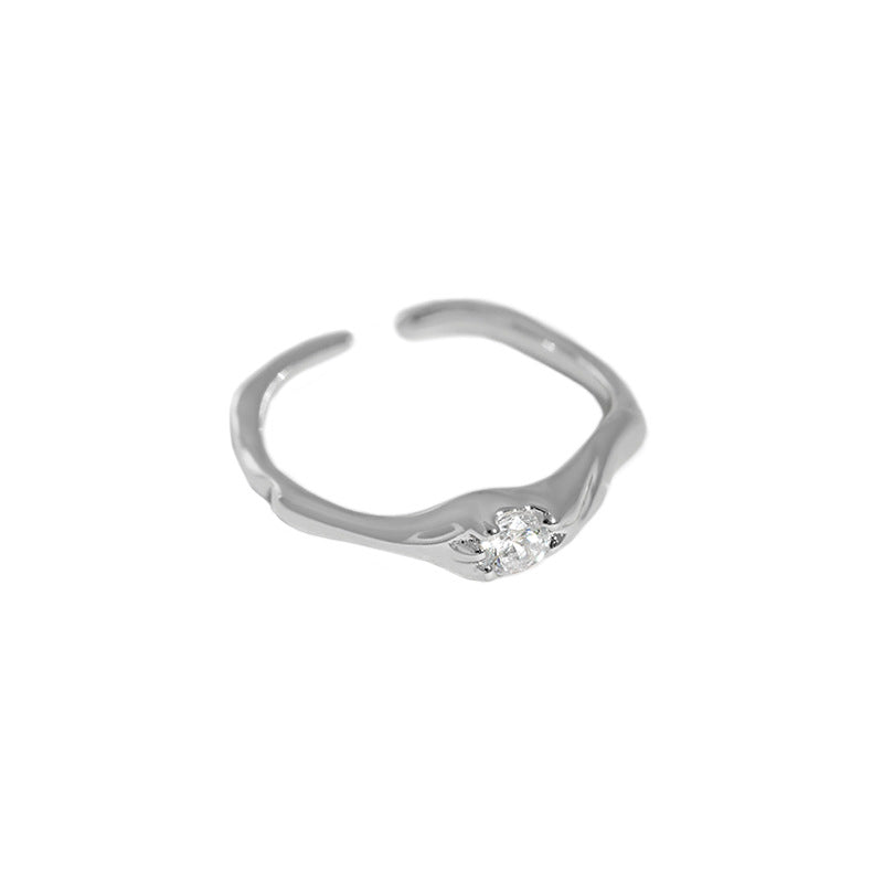 Lovcia Gold Plated 925 Sterling Silver CZ Adjustable Ring-Rings-Silver-Silver
