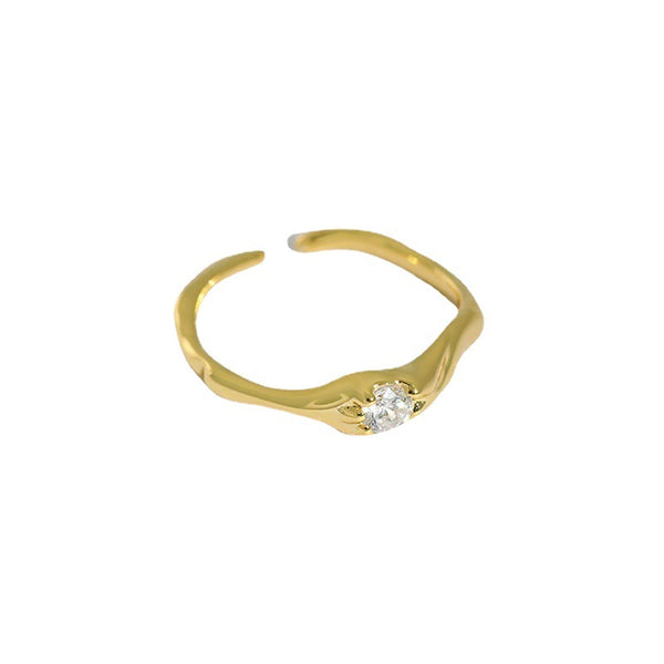 Lovcia Gold Plated 925 Sterling Silver CZ Adjustable Ring-Rings-Yellow Gold-Yellow Gold