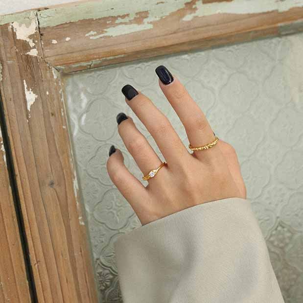 Lovcia Gold Plated 925 Sterling Silver CZ Adjustable Ring-Rings-Yellow Gold-Yellow Gold