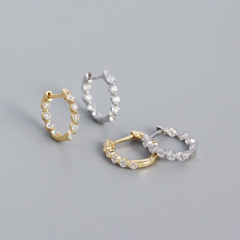 Lovcia Gold Plated 925 Sterling Silver CZ Huggie Hoops 13mm-Earrings-Yellow Gold-Yellow Gold