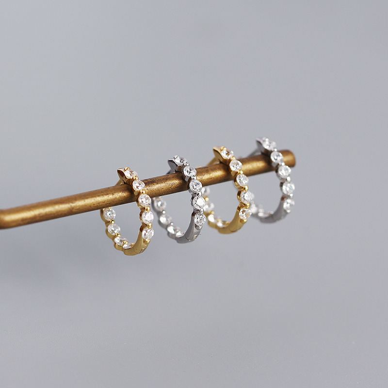 Lovcia Gold Plated 925 Sterling Silver CZ Huggie Hoops 13mm-Earrings-Yellow Gold-Yellow Gold