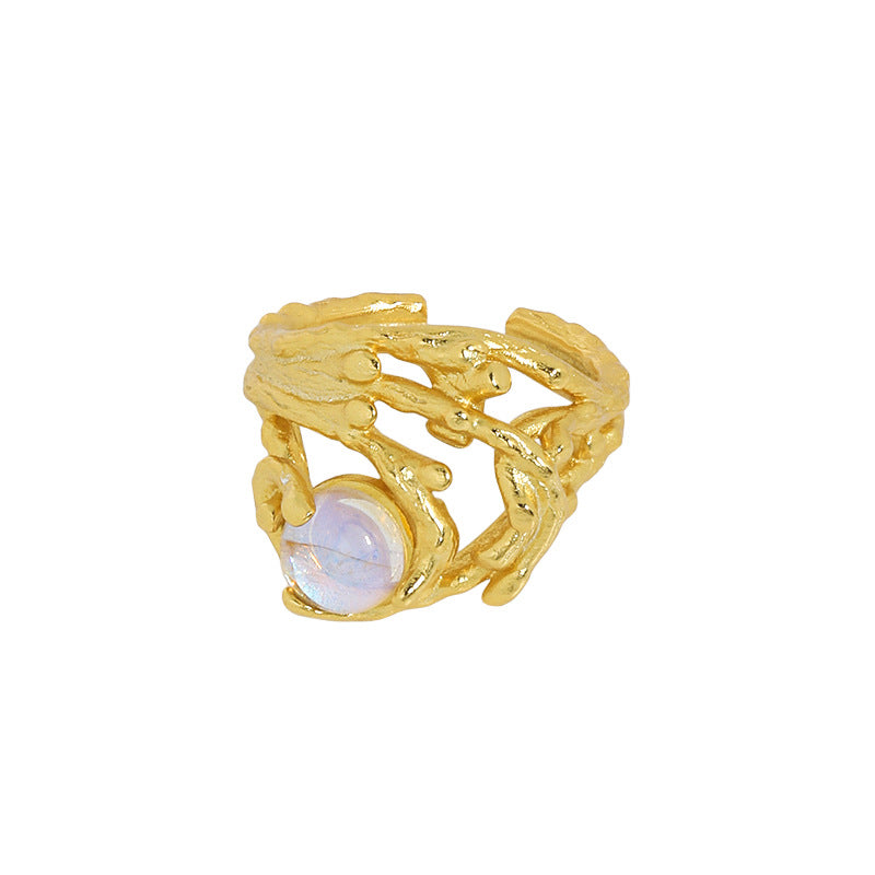 Lovcia Gold Plated 925 Sterling Silver CZ Ring Adjustable-Rings-Yellow Gold-Yellow Gold