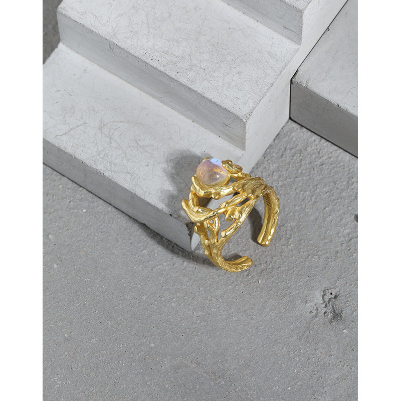 Lovcia Gold Plated 925 Sterling Silver CZ Ring Adjustable-Rings-Yellow Gold-Yellow Gold