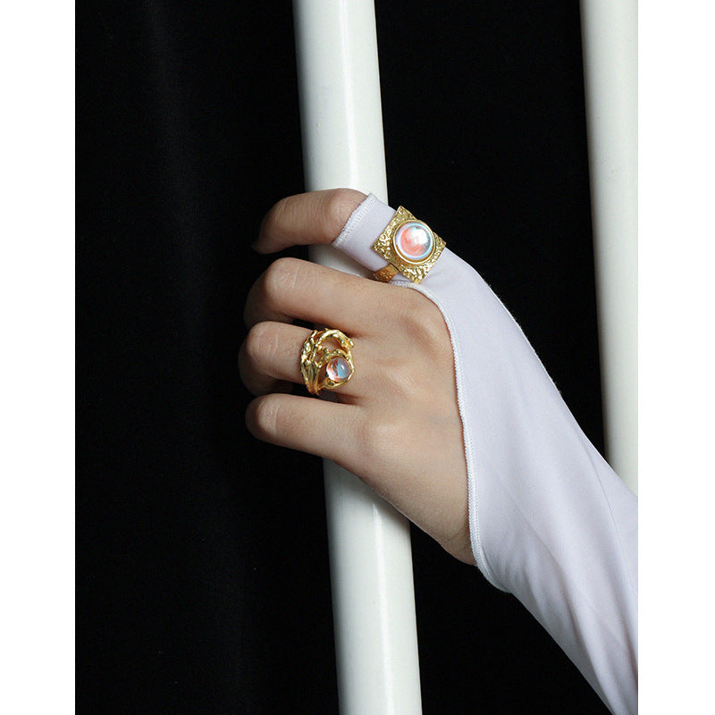 Lovcia Gold Plated 925 Sterling Silver CZ Ring Adjustable-Rings-Yellow Gold-Yellow Gold