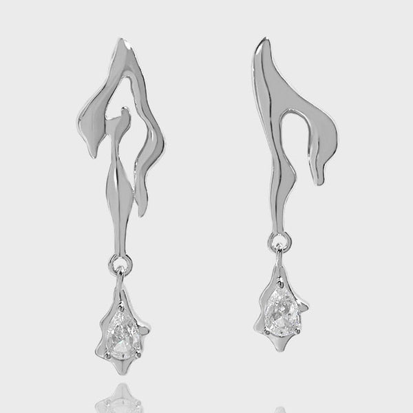 Lovcia Gold Plated 925 Sterling Silver Flame CZ Earrings-Earrings-Yellow Gold-Yellow Gold