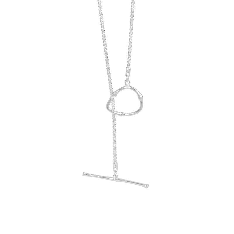 Lovcia Gold Plated 925 Sterling Silver Heart Bar Necklace-Necklaces-Rhodium-Rhodium