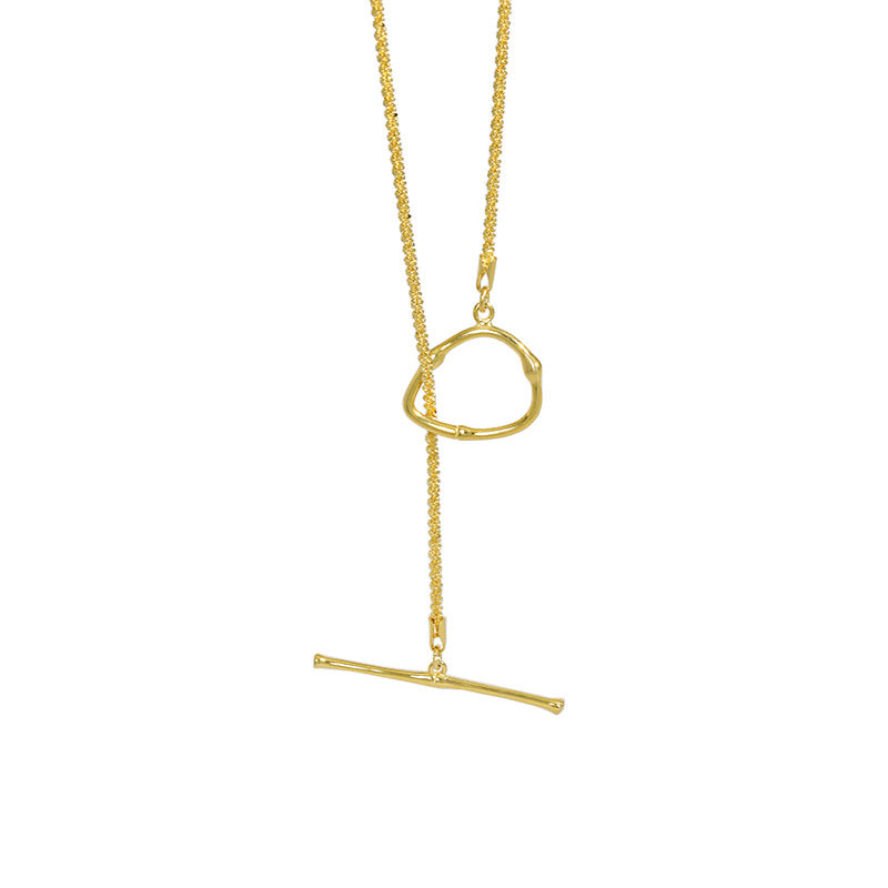 Lovcia Gold Plated 925 Sterling Silver Heart Bar Necklace-Necklaces-Yellow Gold-Yellow Gold