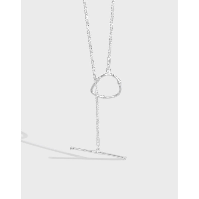 Lovcia Gold Plated 925 Sterling Silver Heart Bar Necklace-Necklaces-Yellow Gold-Yellow Gold