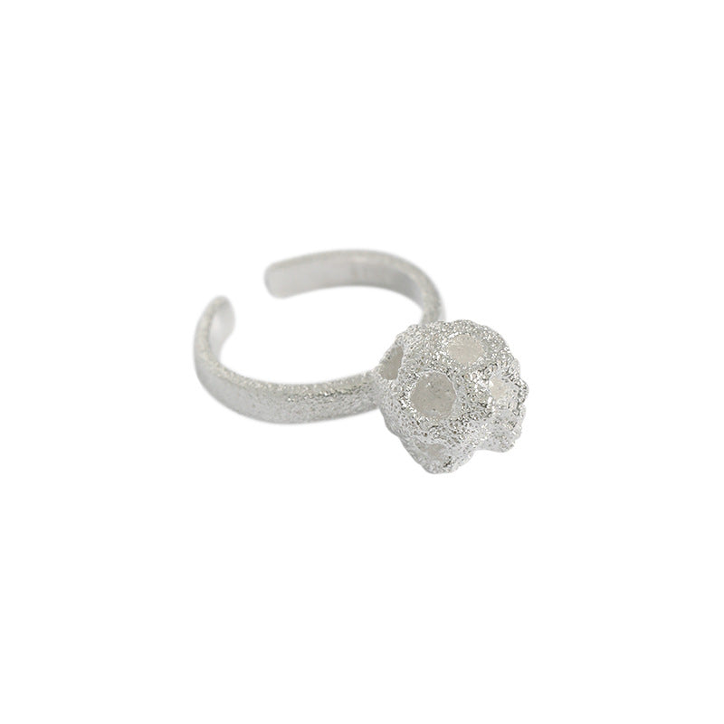 Lovcia Gold Plated 925 Sterling Silver Hollow Ball Ring-Rings-Rhodium-Rhodium