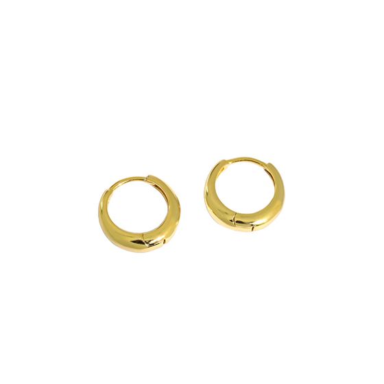 Lovcia Gold Plated 925 Sterling Silver Huggie Hoops 10mm-Earrings-Yellow Gold-Yellow Gold