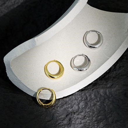 Lovcia Gold Plated 925 Sterling Silver Huggie Hoops 10mm-Earrings-Yellow Gold-Yellow Gold
