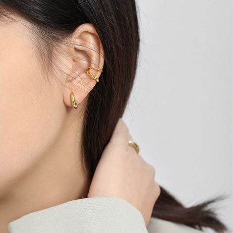 Lovcia Gold Plated 925 Sterling Silver Huggie Hoops 10mm-Earrings-Yellow Gold-Yellow Gold