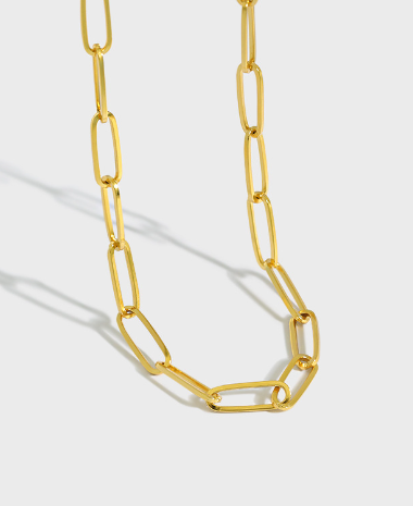 Lovcia Gold Plated 925 Sterling Silver Necklace 37cm-Necklaces-Yellow Gold-Yellow Gold