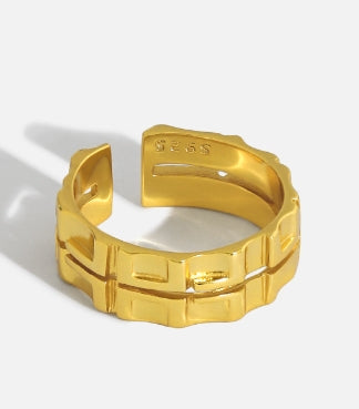 Lovcia Gold Plated 925 Sterling Silver Open Adjustable Ring-Rings-Yellow Gold-Yellow Gold