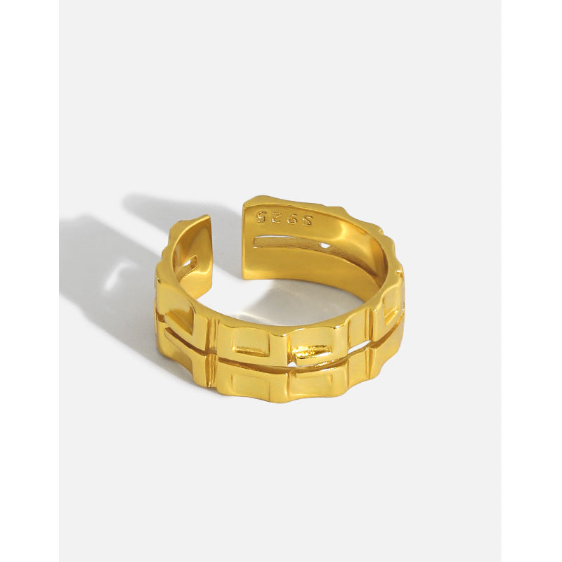 Lovcia Gold Plated 925 Sterling Silver Open Adjustable Ring-Rings-Yellow Gold-Yellow Gold