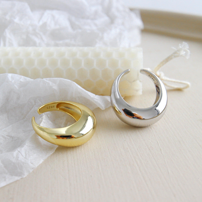 Lovcia Gold Plated 925 Sterling Silver Open Adjustable Ring-Rings-Yellow Gold-Yellow Gold