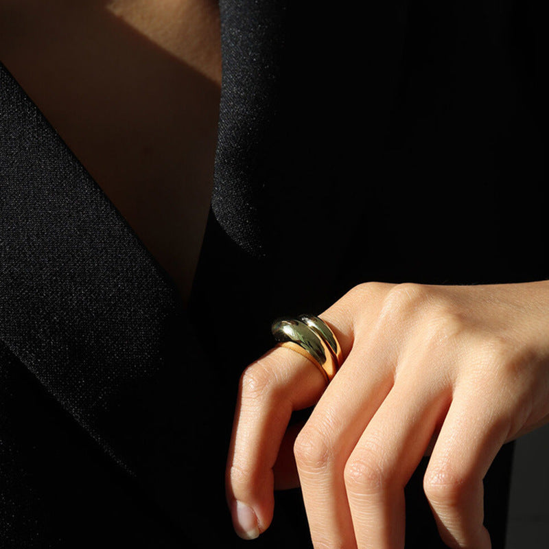 Lovcia Gold Plated 925 Sterling Silver Open Adjustable Ring-Rings-Yellow Gold-Yellow Gold