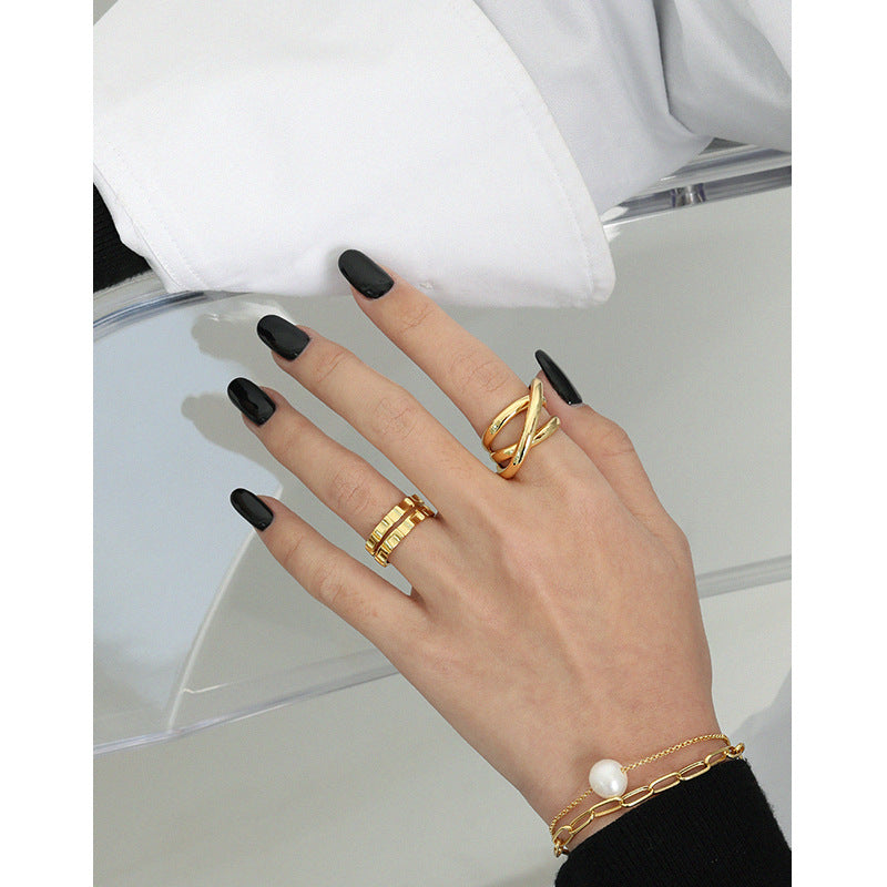 Lovcia Gold Plated 925 Sterling Silver Open Adjustable Ring-Rings-Yellow Gold-Yellow Gold