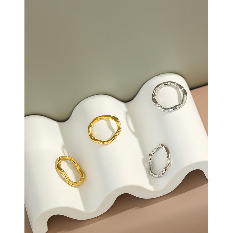 Lovcia Gold Plated 925 Sterling Silver Ring 2.85mm Wave-Rings-Yellow Gold-US 7-Yellow Gold