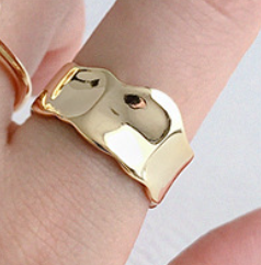 Lovcia Gold Plated 925 Sterling Silver Wide Adjustable Ring-Rings-Yellow Gold-Yellow Gold