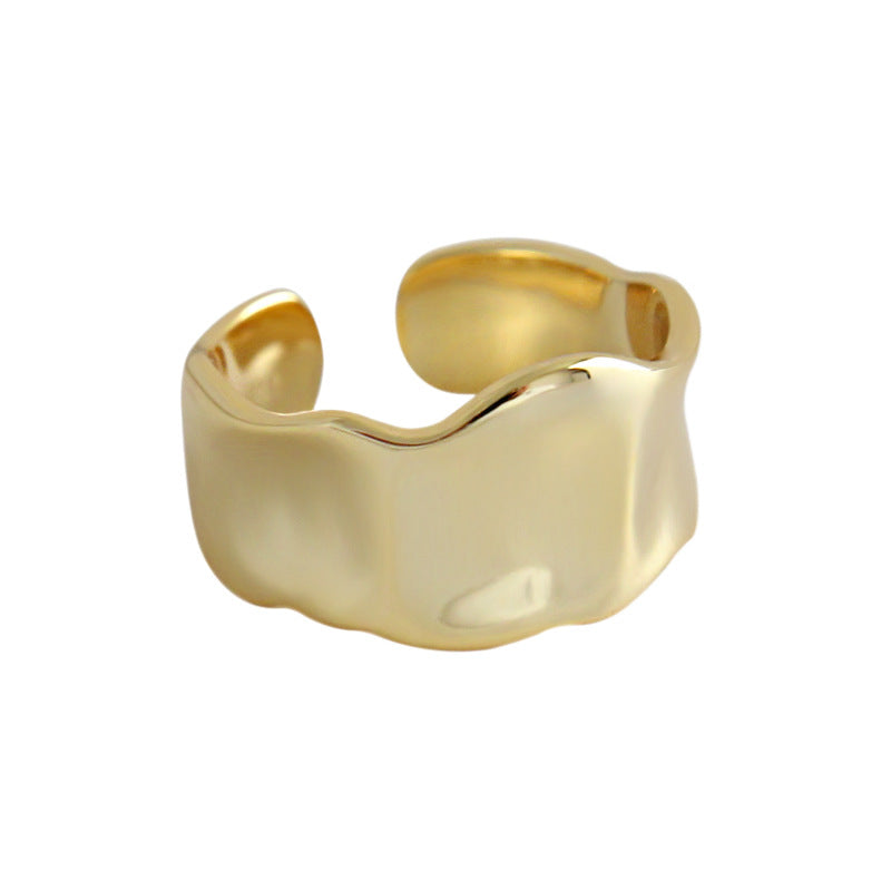 Lovcia Gold Plated 925 Sterling Silver Wide Adjustable Ring-Rings-Yellow Gold-Yellow Gold