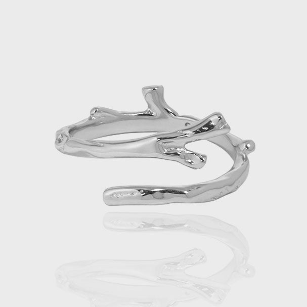 Lovcia Gold Plated 925 Sterling Tree Branch Adjustable Ring-Rings-Yellow Gold-Yellow Gold