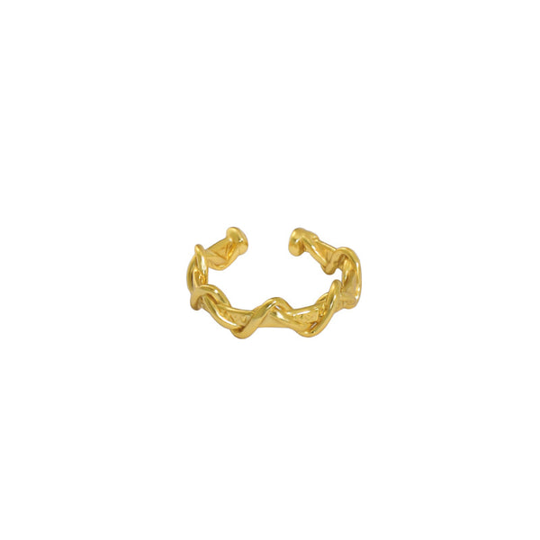 Lovcia Gold Plated 925 Sterling Twisted Wave Earrings-Earrings-Yellow Gold-Yellow Gold
