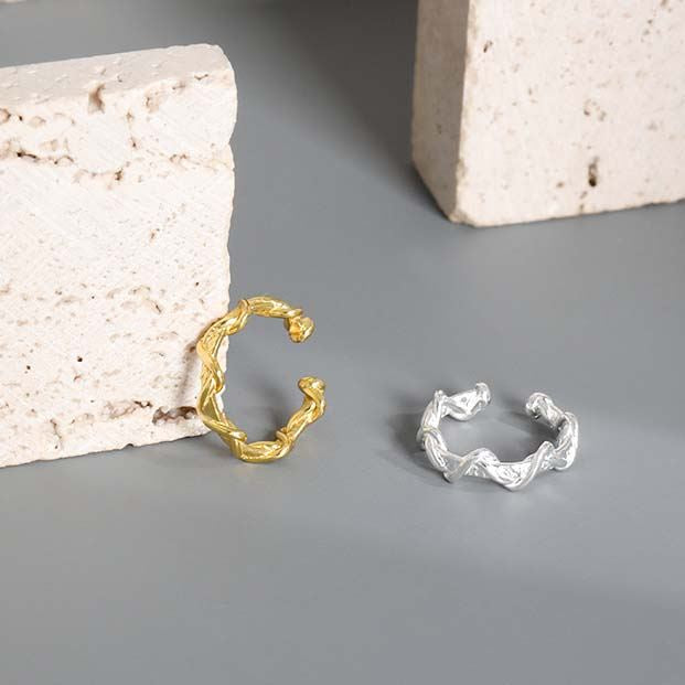 Lovcia Gold Plated 925 Sterling Twisted Wave Earrings-Earrings-Yellow Gold-Yellow Gold