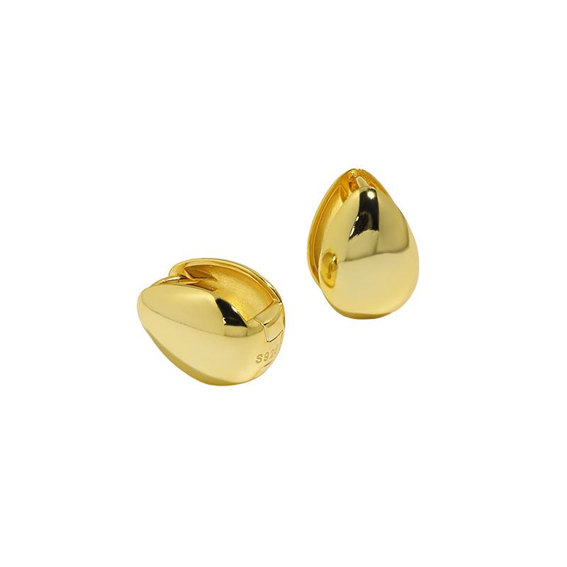 Lovcia Gold Plated 925 Waterdrop Hoop Earrings 10x14.5mm-Earrings-Yellow Gold-Yellow Gold