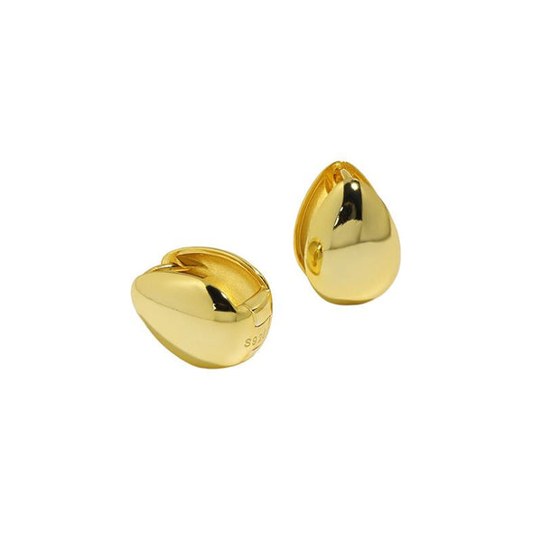 Lovcia Gold Plated 925 Waterdrop Hoop Earrings 10x14.5mm-Earrings-Yellow Gold-Yellow Gold