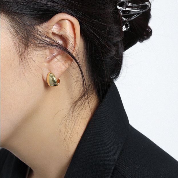 Lovcia Gold Plated 925 Waterdrop Hoop Earrings 10x14.5mm-Earrings-Yellow Gold-Yellow Gold