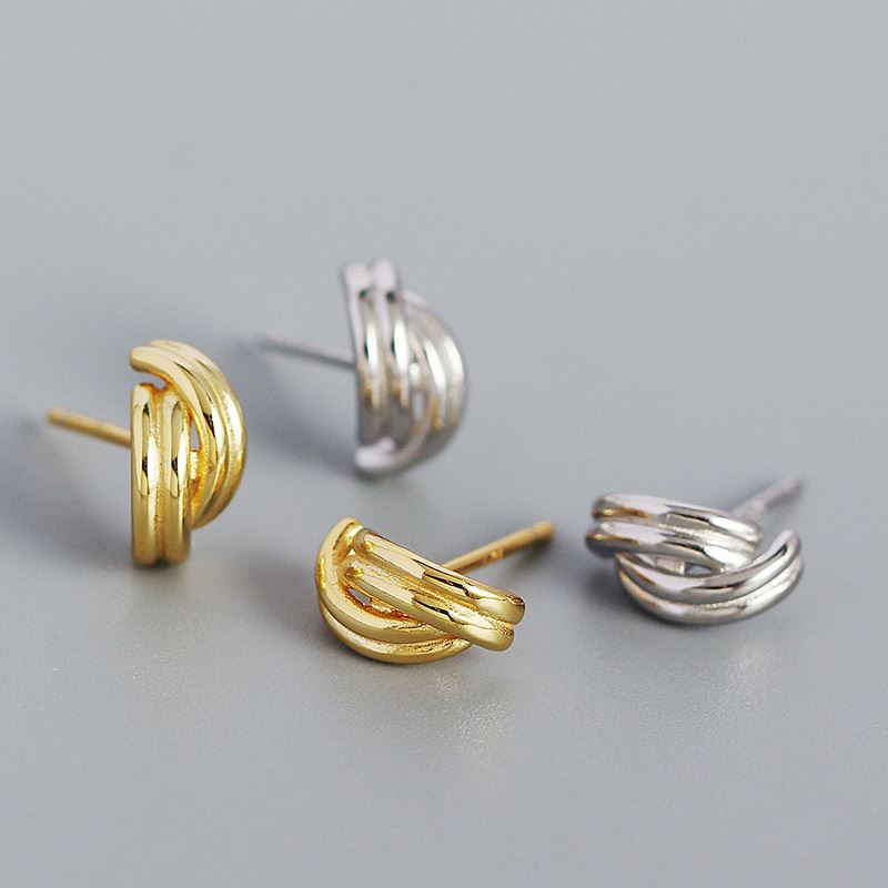 Lovcia Gold Plated 9.6mm 925 Silver C Shape Hoop Earrings-Earrings-Silver-Silver