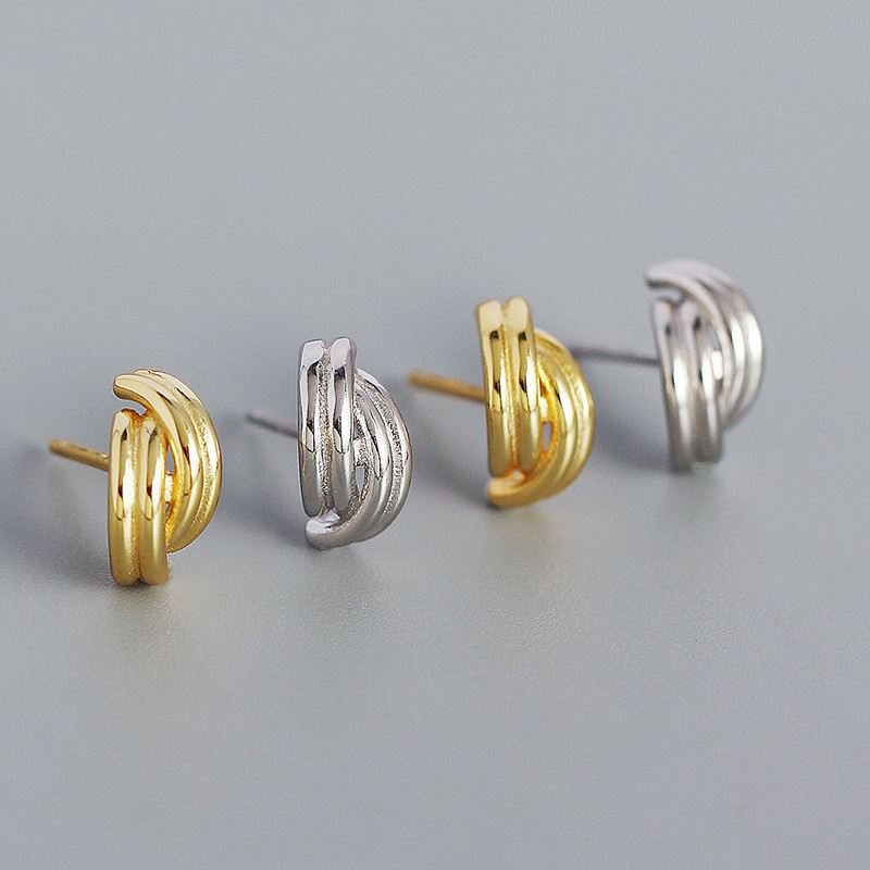 Lovcia Gold Plated 9.6mm 925 Silver C Shape Hoop Earrings-Earrings-Silver-Silver