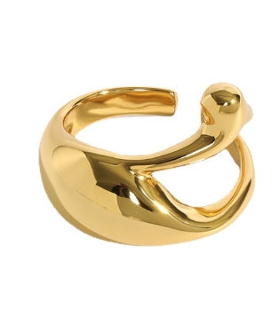 Lovcia Gold Plated Adjustable Ring 925 Silver Waterdrop-Rings-Yellow Gold-Yellow Gold