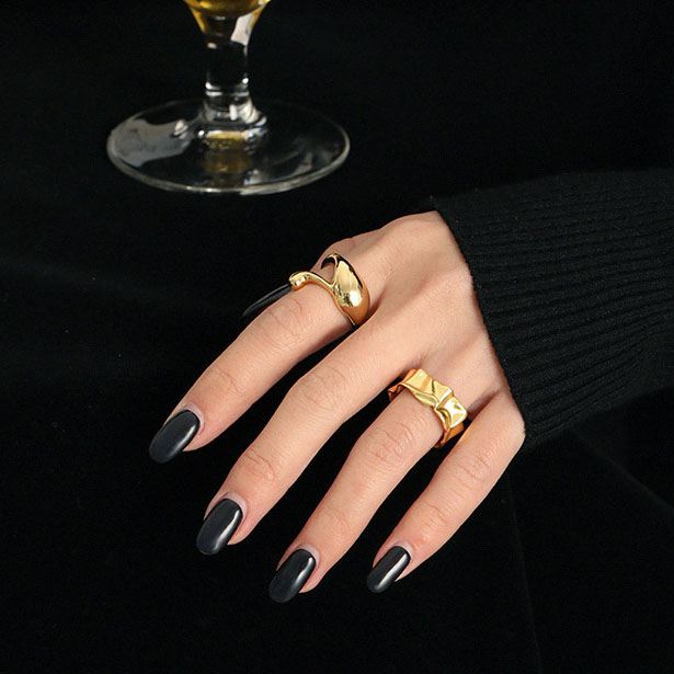 Lovcia Gold Plated Adjustable Ring 925 Silver Waterdrop-Rings-Yellow Gold-Yellow Gold